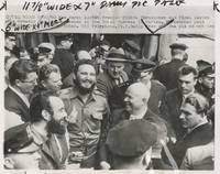 Original oversize press photograph of Fidel Castro and Nikita Khrushchev in Harlem