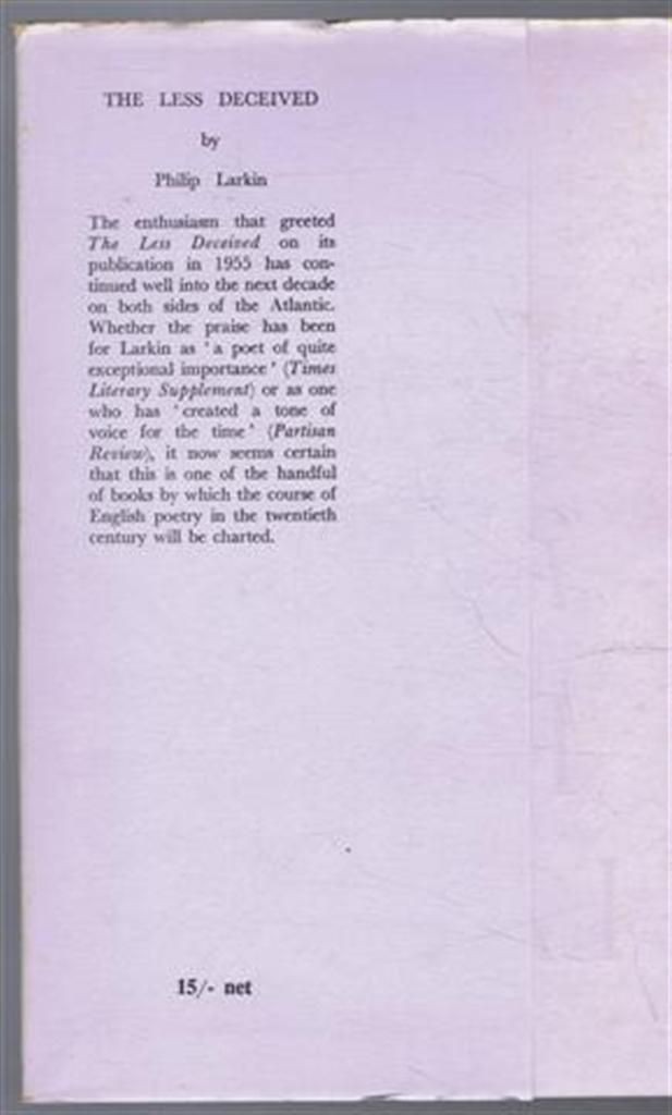BIBLIO The Less Deceived, poems by Philip Larkin Hardcover 1966