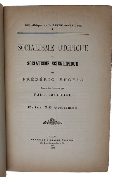 Socialisme utopique et socialisme scientifique. Traduction francaise par Paul Lafargue.  - [THE INTRODUCTION TO SCIENTIFIC SOCIALISM] (photo 3)