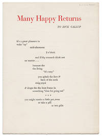 MANY HAPPY RETURNS : TO DICK GALLUP by Berrigan, Ted - 1967