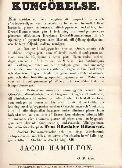 Kungörelse [= rubrik].