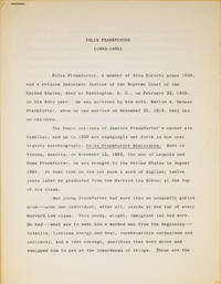 Felix Frankfurter (1882-1965), Typescript, 1965