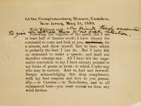 At the Complimentary Dinner, Camden, New Jersey, May 31, 1889