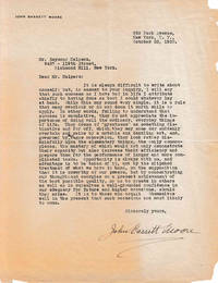Typed letter signed "John Bassett Moore" to "Mr. Halpern" (Seymour Halpern) in response to Halpern's inquiry regaiding the key to success in life