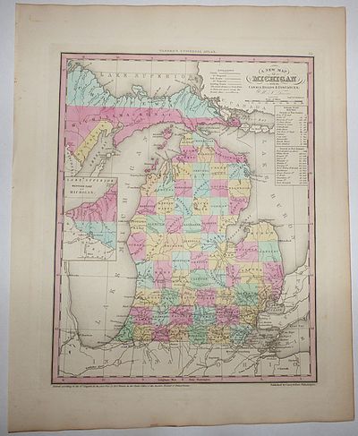 A New Map of Michigan with its Canals, Roads & Distances (Map No. 25 from A New Universal Atlas. . . .)