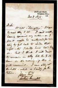 AUTOGRAPH LETTER ABOUT AN OUT-OF-TOWN ENGAGEMENT SIGNED BY BRITISH NONCONFORMIST MINISTER AND THEOLOGIAN ARTHUR MURSELL.