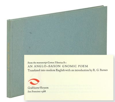 An Anglo-Saxon Gnomic Poem. Translated into modern English with an introduction by R. G. Barnes