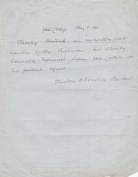 AUTOGRAPH NOTE SIGNED BY PRESIDENT OF YALE COLLEGE THEODORE D. WOOLSEY DISMISSING CHARLES HALLOCK OF &quot;FOREST AND STREAM&quot; FROM THE COLLEGE. by Woolsey, Theodore D. (1801-1889). President of Yale College 1846 to 1871 - 1851.