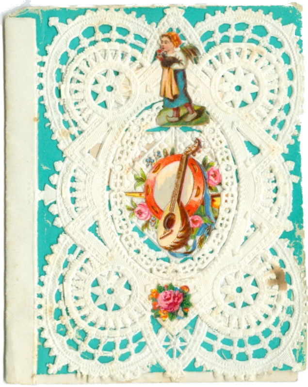 Vibrant Teal Background with Mandolin, Tambourine,