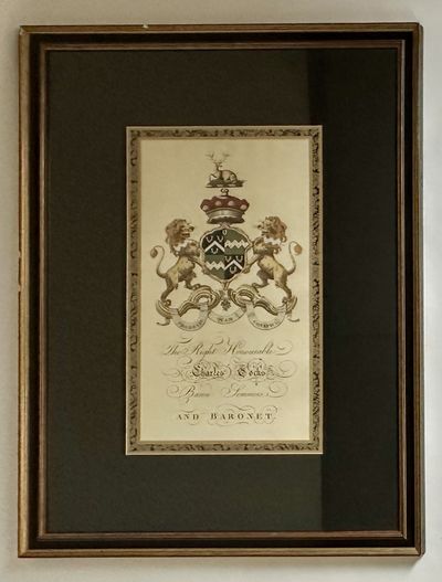 LATE 18TH CENTURY HERALDIC ENGRAVING OF THE RIGHT HONOURABLE CHARLES COCKS, BARON SOMMERS & BARONET