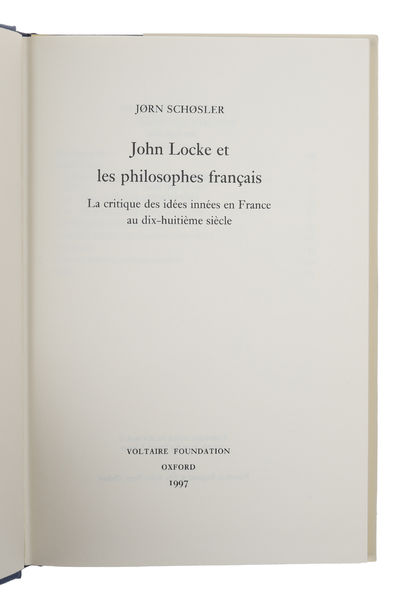 John Locke et les philosophes francais. La Critique des idées innées en France au dix-huitième siècle. (Studies on Voltaire and the Eighteenth Century, 353) (photo 2)
