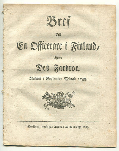 Bref till en officerare i Finland, ifrån dess…