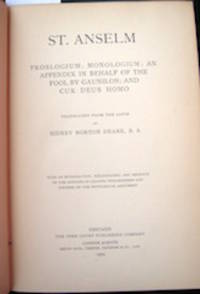 cover of Proslogium; Monologium; An Appendix, In Behalf of the Fool, by Gaunilon; and Cur Deus Homo...