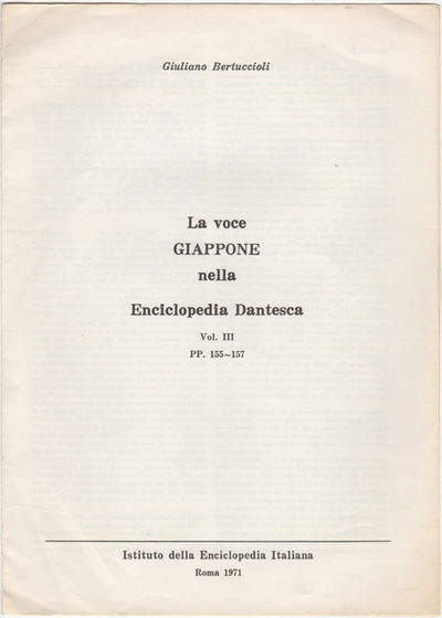 La voce Giappone nella Enciclopedia Dantesca. Vol. III