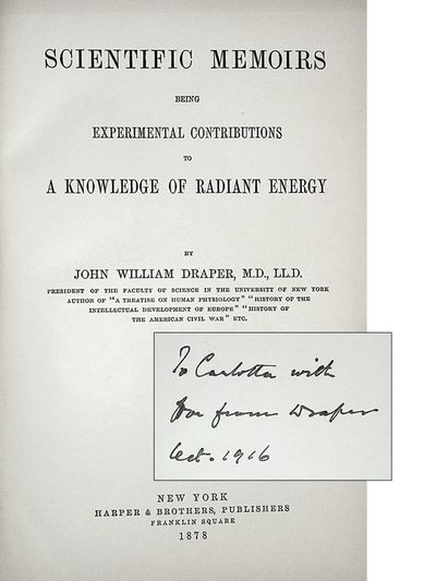 1878 BRILLIANT AMERICAN PHYSICIAN. Scientific Memoirs: Being Experimental Contributions to a Knowledge of Radiant Energy