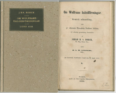 Om wolframs haloidföreningar. I-II. A.a.