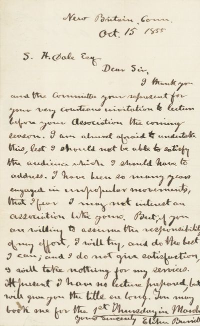 Autograph Letter Signed Discussing a Speaking Engagement and Involvement in “Unpopular Movements,” 1855