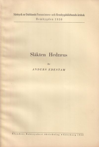 Släkten Hedræus [från Öxanäs i Högsäters sn] [=…