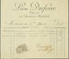 Receipt from Leon Dufour, Chapelier (16 Boulevard Malesherbes, Paris). 5 June, 1890.