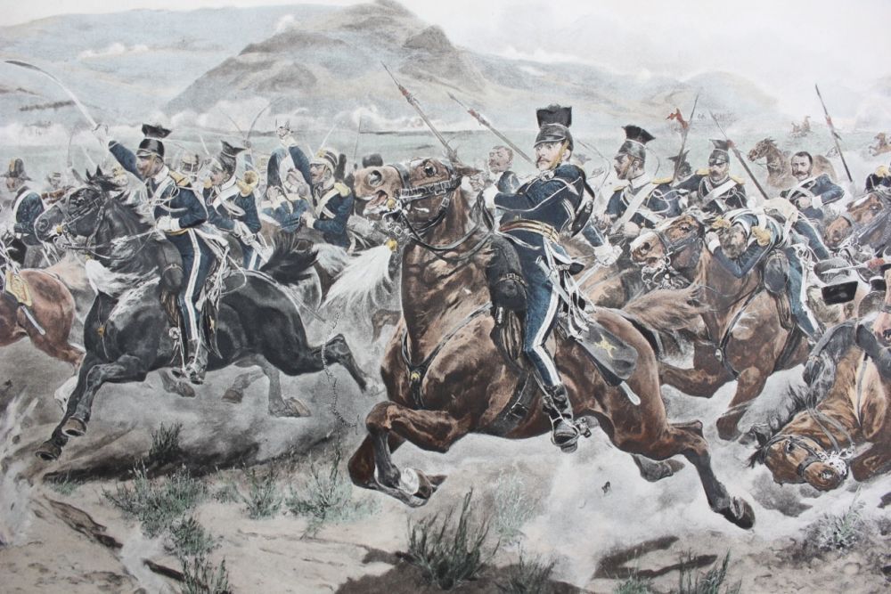 The Charge of the Light Brigade coloured photogravure by Richard Caton