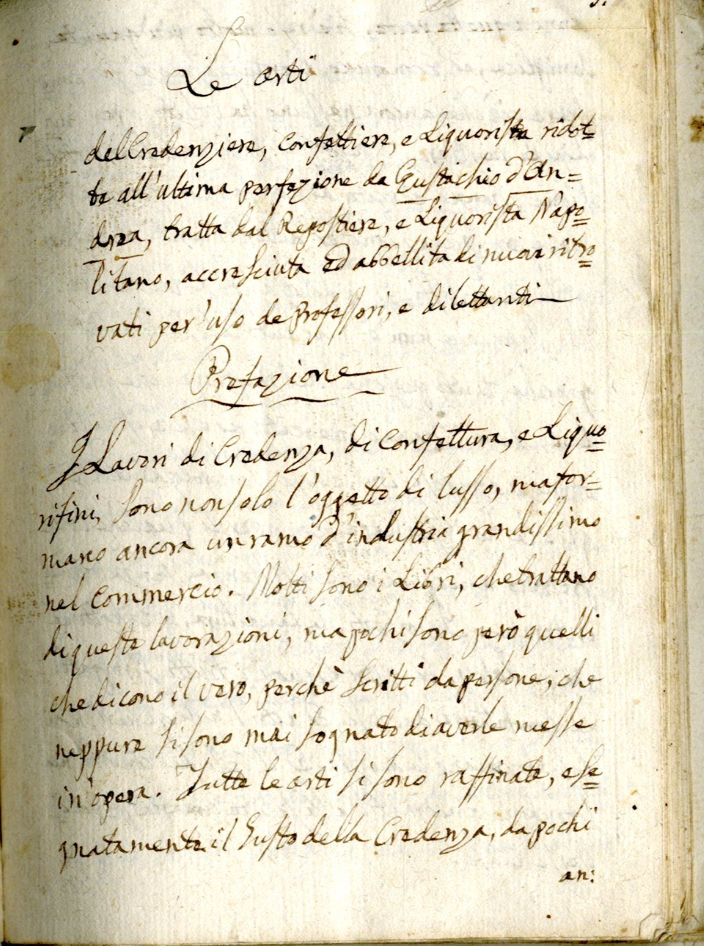 Le Arti del Credenziere, Confetturiere, e Liquoris