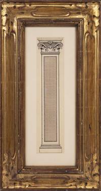 Original mixed-media architectural study: ornate pilaster with a geometric pattern