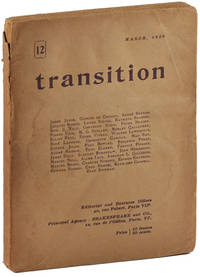 TRANSITION - NO.12 (MARCH, 1928) by Jolas, Eugene (editor); Bowles, Paul, AndrÃ�Â© Breton, James Joyce, and Gertrude Stein, et al. (contributors) - 1928