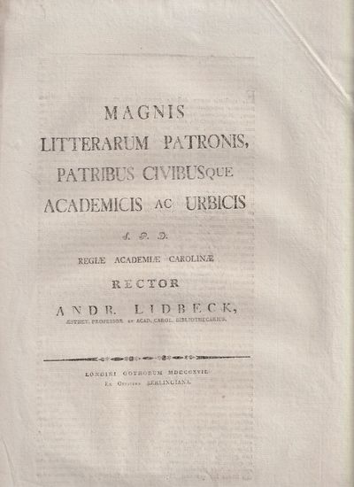 Magnis litterarum patronis, patribus civibusque…