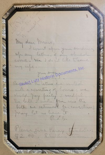 Robert Louis Stevenson Thrice Signs A Letter To His Mother