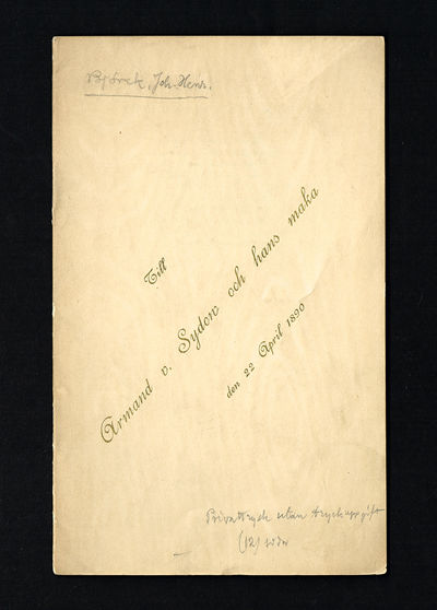 Till Armand v. Sydow och hans maka den 22 april…