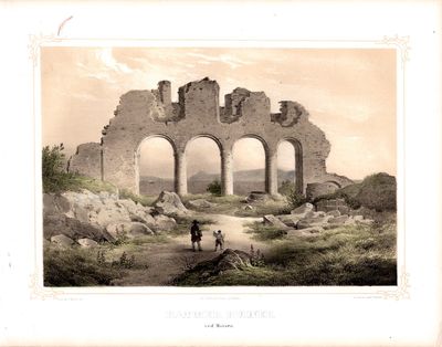 Litografi av “Hammer Ruiner ved Miösen”, tegnet…