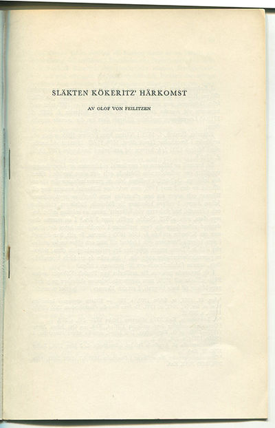 Släkten Kökeritz’ härkomst. Särtryck ur…