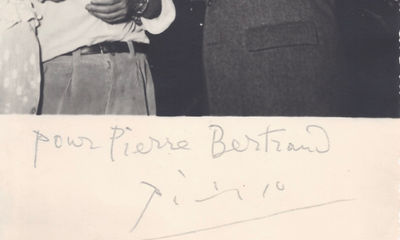 Rare Signed Photograph of Pablo Picasso, Inscribed to Close Friend and Literary Figure Pierre Bertrand