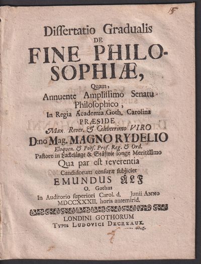 Dissertatio gradualis de fine philosophiae, quam…