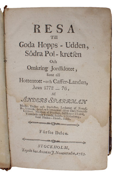 Resa till Goda Hopps - Udden, Södra Pol-kretsen och omkring Jordklotet, samt till Hottentott- och Caffer-landen, Åren 1772-76. Första Delen. (photo 2)