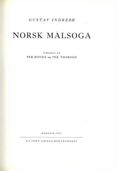 Norsk målsoga. Utgjevi av Per Hovda og Per…