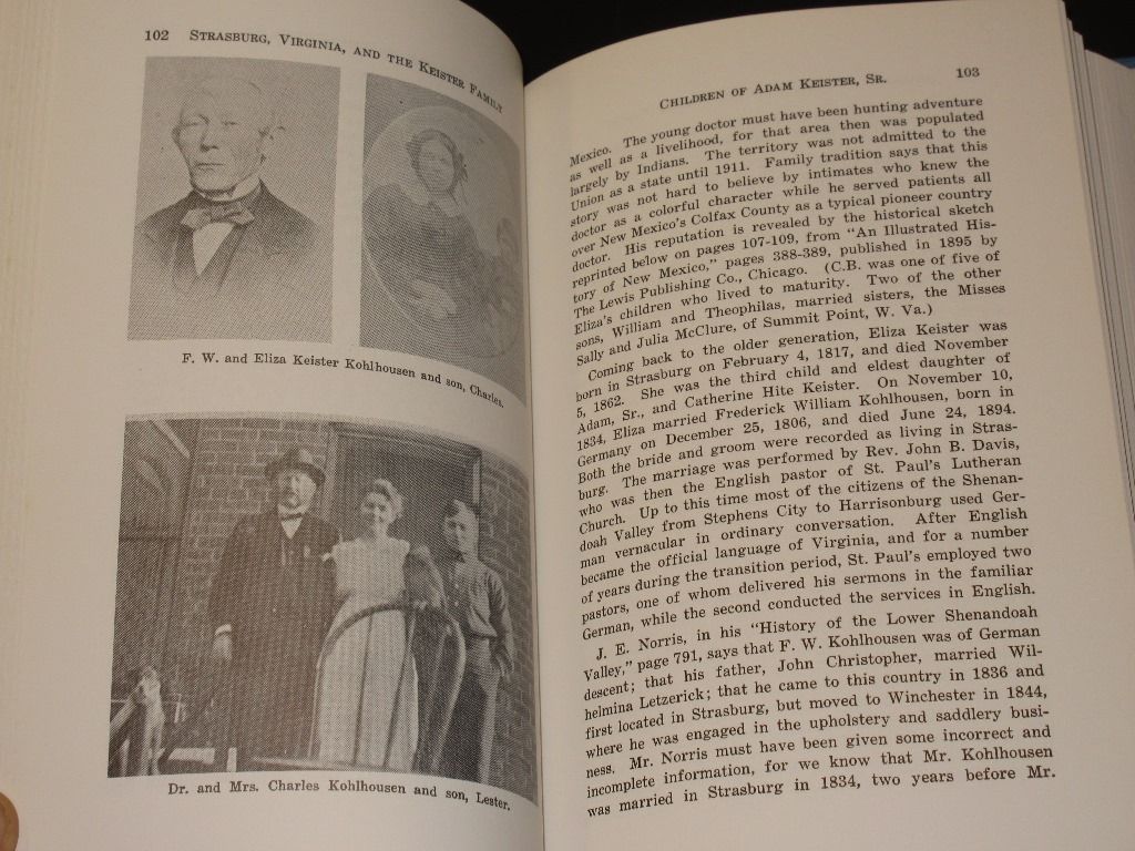 BIBLIO Strasburg, Virginia and The Keister Family by E.E. Keister