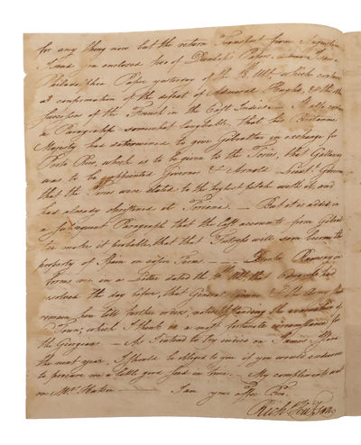 [AUTOGRAPH LETTER, SIGNED, FROM RICHARD HUTSON AS LIEUTENANT GOVERNOR OF SOUTH CAROLINA, TO HIS BROTHER, MAJOR THOMAS HUTSON, RELATING TO THE IMPENDING EVACUATION OF CHARLESTON BY THE BRITISH AND THE FATE OF FREE AND ENSLAVED BLACKS WITHIN BRITISH LINES].