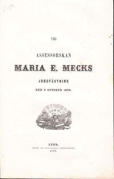 Vid assessorskan Maria E. Mecks jordfästning den…