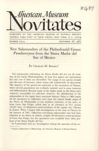 New Salamanders of the Plethodontid Genus Pseudoeurycea from the Sierra Madre Del Sur of Mexico by Bogert, C. M - 1967