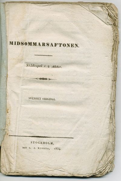Midsommarsaftonen. Skådespel i 4 akter. Svenskt…