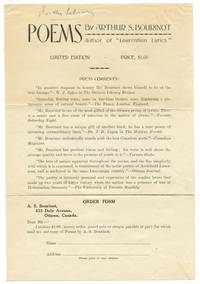 image of Order form for "Poems" by Arthur S. Bourinot