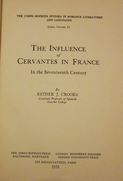 Baltimore, Maryland: The John Hopkins Press, 1931. First Edition. Signed presentation from Crooks on...