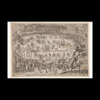 Joust held in Florence for the arrival of the archduke of Austria, an oval arena with many...