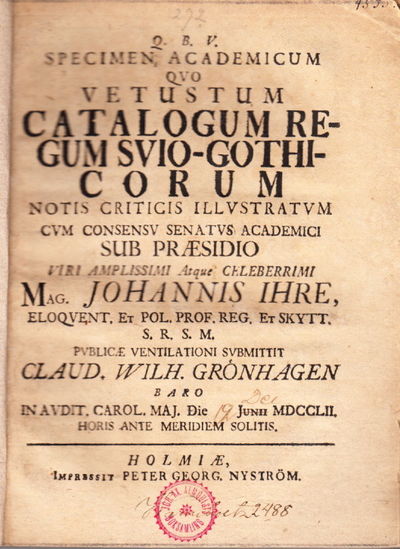 Specimen academicum qvo vetustum catalogum regum…