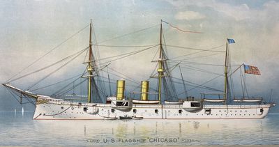 U.S. Flagship "Chicago," Matted and Framed print