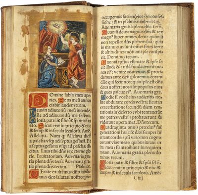 Printed Book of Hours (use of Rome); In Latin and French, printed and illuminated on parchment