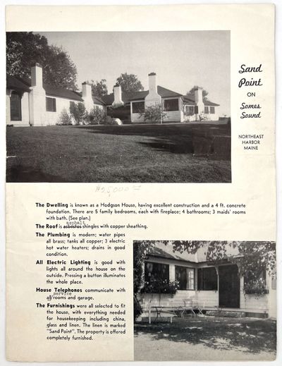 Northeast Harbor, Maine: The Knowles Company, 1950. Very good. Minor short tears, wear to folds,. Ph...