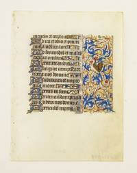 WITH FINELY EXECUTED PANEL BORDER FEATURING DELIGHTFUL ZOOMORPHIC INHABITATION by AN ILLUMINATED VELLUM MANUSCRIPT LEAF, FROM AN ENGAGING LITTLE BOOK OF HOURS IN LATIN - ca. 1460s