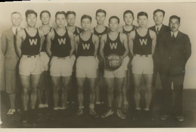 1927 Photograph of the Waseda University Basketball Team, the First Japanese Basketball Team to Play in the US
